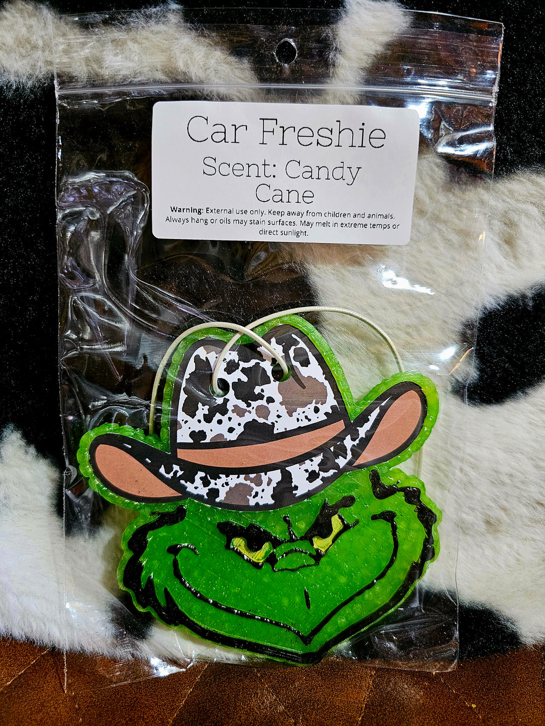 Freshie- Grouch Cowprint Cowboy Hat - Candy Cane