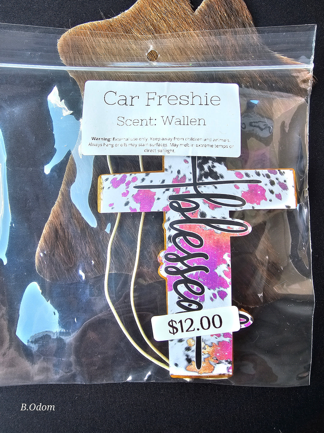 Freshie-Blessed Pink Cow Print Cross- Wallen