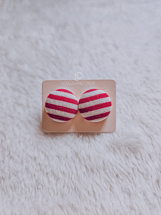 Earrings- Red & White Fabric