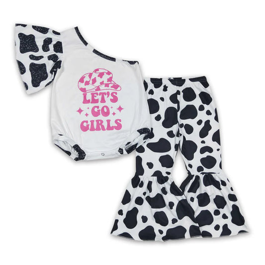 Let's Go Girls Cow Print Set- Girls