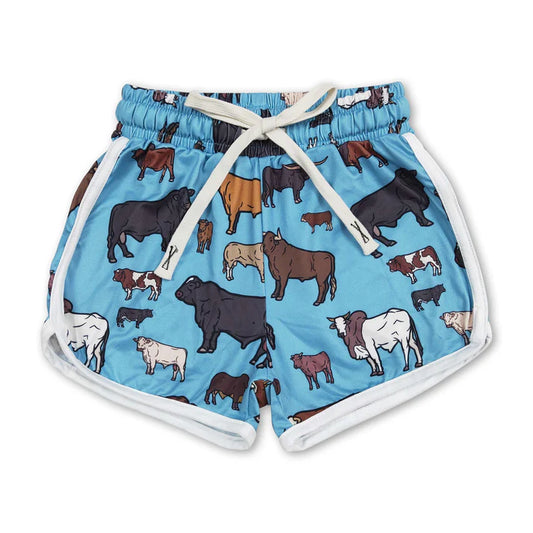 Girls Shorts- Blue Cows Aplenty
